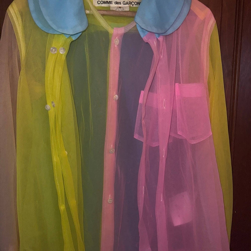 Comme des Garcons Sheer Blue, Pink and Yellow Shirt - Picture 7 of 12